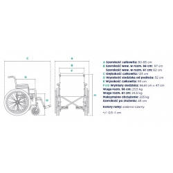 Wózek inwalidzki stalowy wzmocniony K7 Timago - Dane techniczne